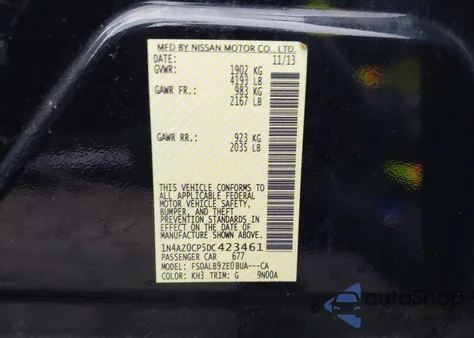 2013 Nissan Leaf S z USA, uszkodzony, nr VIN 1N4AZ0CP5DC423461